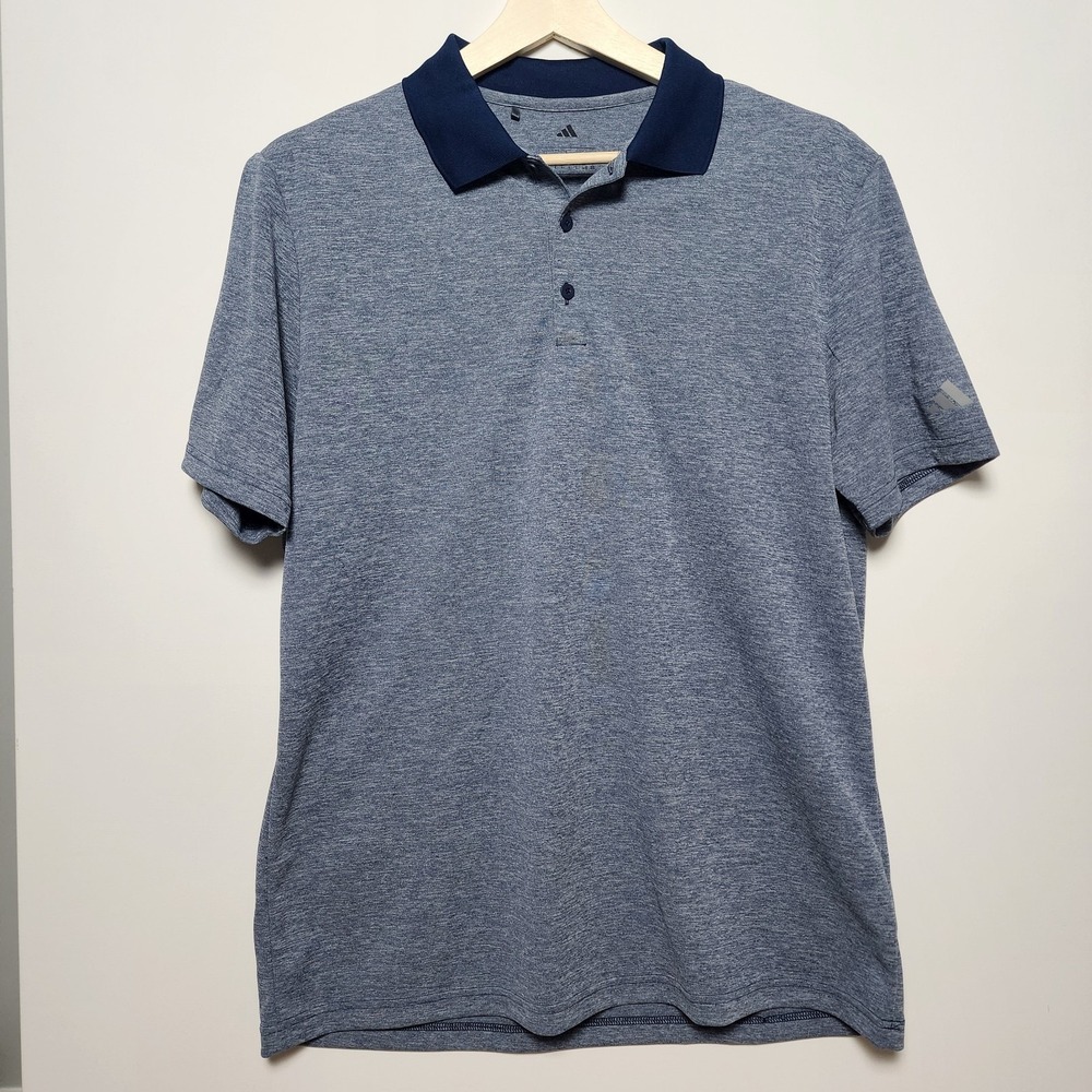 Adidas Space Dye Heathered Performance Golf Polo Shirt Blue Mens Size Large